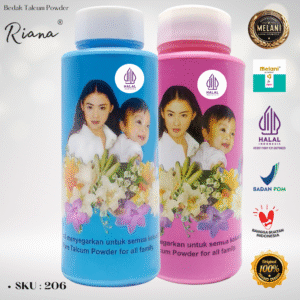 206 Bedak Riana by Melani 150 gram Botol Plastik | 2 Pilihan Warna – BPOM dan HALAL Terdaftar