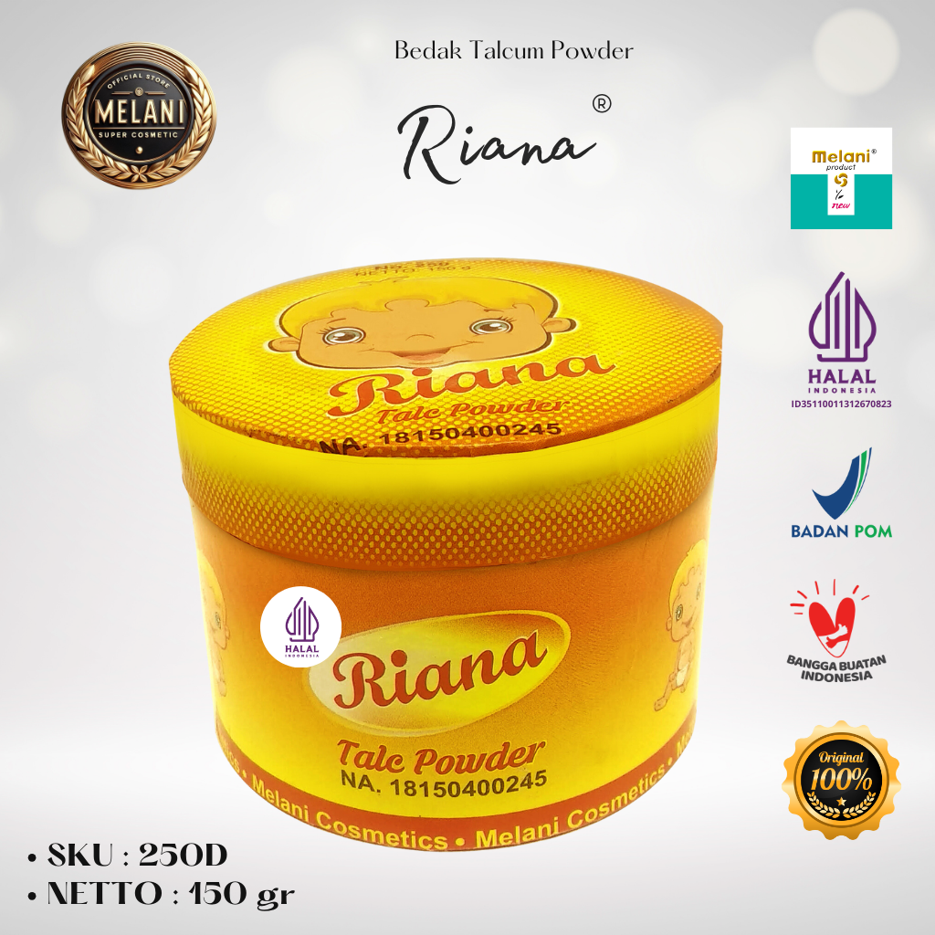 250 Riana by Melani Bedak Talcum Powder 150 gram | 2 Pilihan Kemasan - BPOM dan HALAL Terdaftar - Gambar 3
