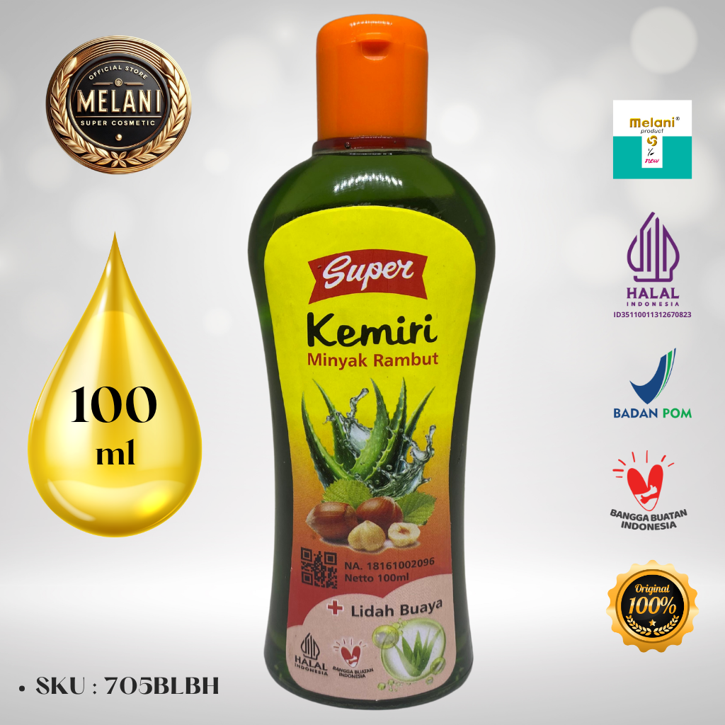 705BLB Super by Melani Minyak Kemiri PLUS Lidah Buaya 100ml Botol Plastik | 2 Pilihan Warna - BPOM dan HALAL Terdaftar - Gambar 2