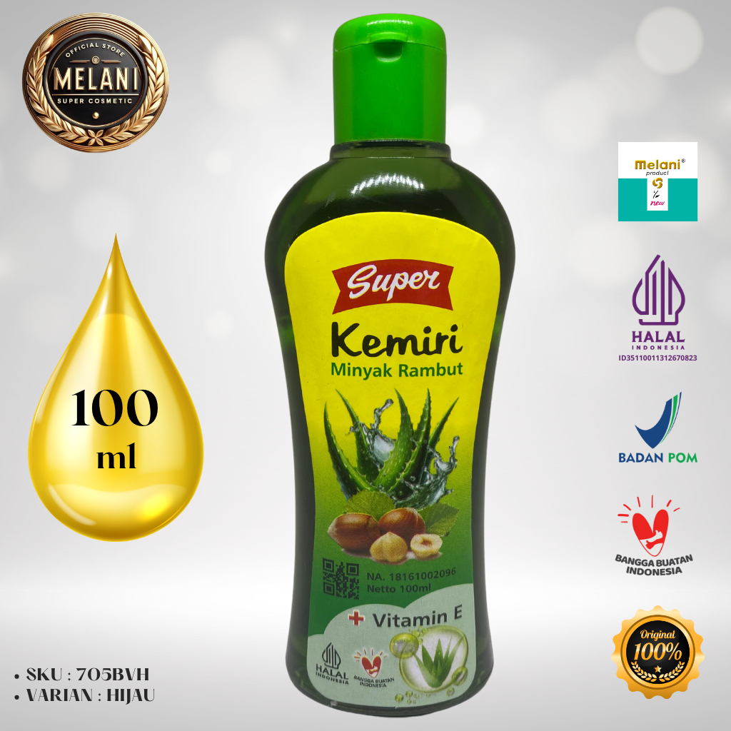 705BV Super by Melani Minyak Kemiri PLUS Vitamin E 100 ml Botol Plastik | 2 Pilihan Warna - BPOM dan HALAL Terdaftar - Gambar 2