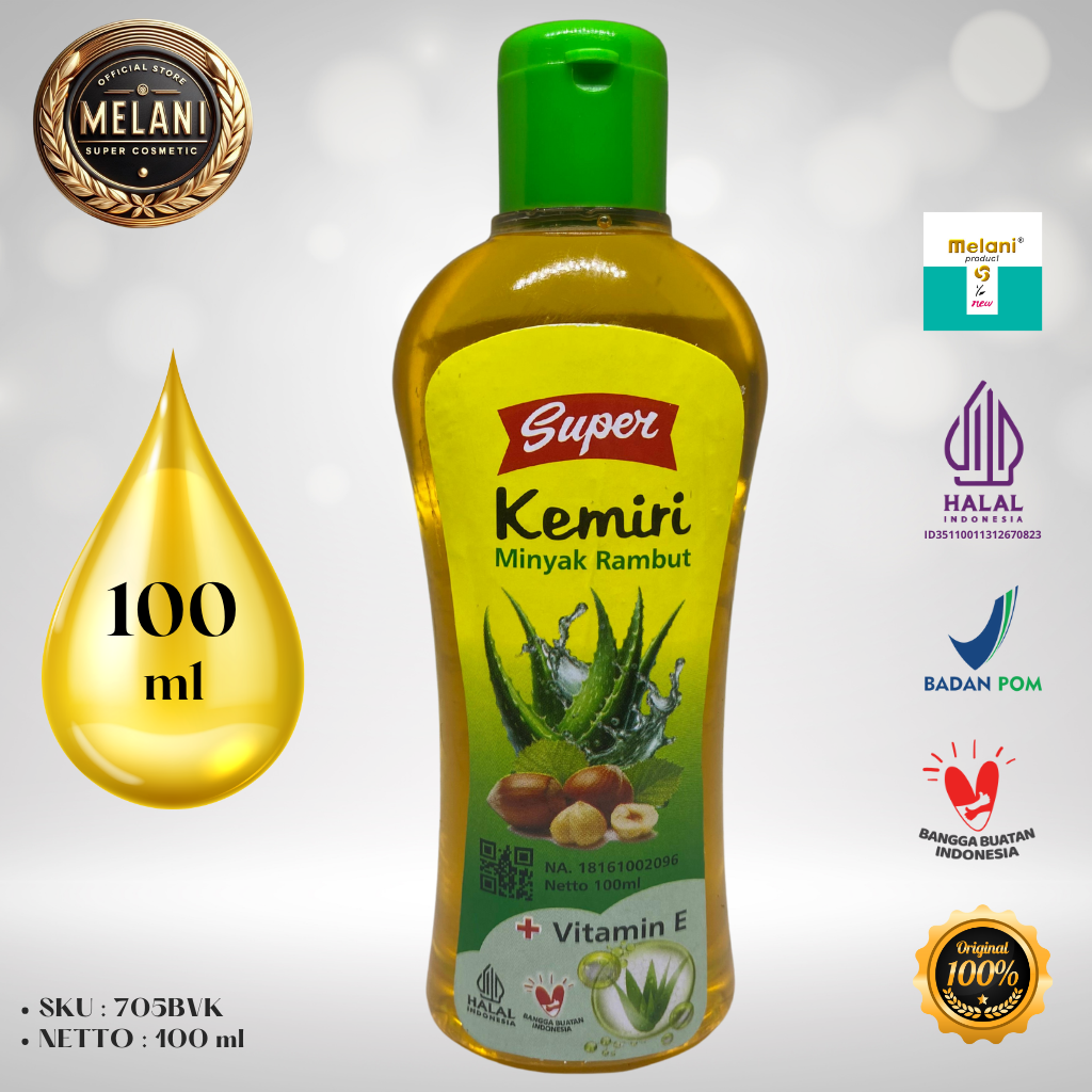 705BV Super by Melani Minyak Kemiri PLUS Vitamin E 100 ml Botol Plastik | 2 Pilihan Warna - BPOM dan HALAL Terdaftar - Gambar 3