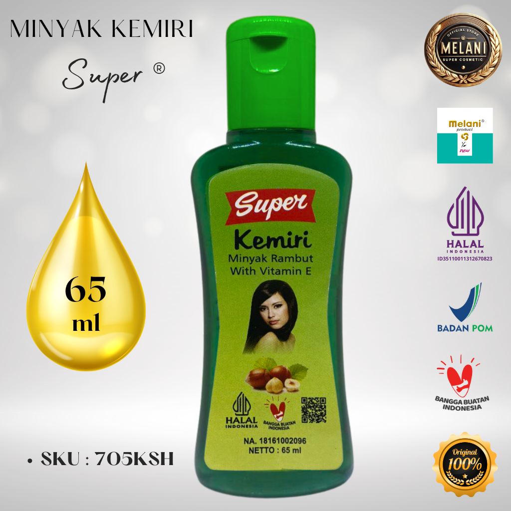 705KS Super by Melani Minyak Kemiri 65 ml Botol Plastik Flip Top | 2 Pilihan Warna - BPOM dan HALAL Terdaftar - Gambar 2