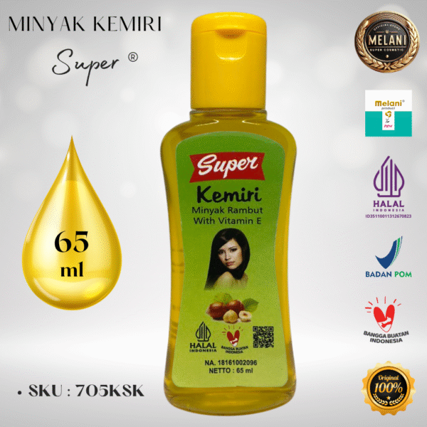 705KS Super by Melani Minyak Kemiri 65 ml Botol Plastik Flip Top | 2 Pilihan Warna - BPOM dan HALAL Terdaftar - Gambar 3