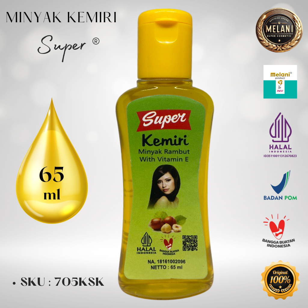 705KS Super by Melani Minyak Kemiri 65 ml Botol Plastik Flip Top | 2 Pilihan Warna - BPOM dan HALAL Terdaftar - Gambar 3