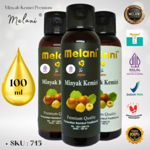 715 Melani Minyak Kemiri PREMIUM 100 ml Botol Flip Top ∣ 3 Pilihan Warna – BPOM dan HALAL Terdaftar
