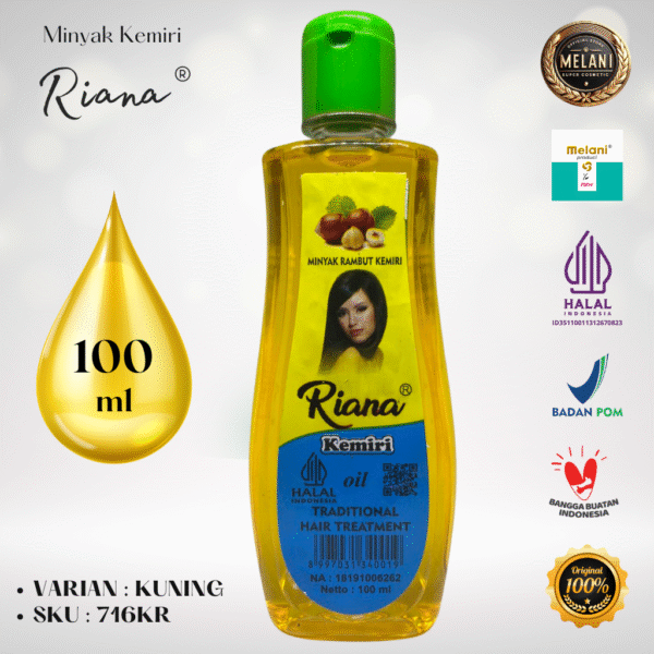 716R Riana by Melani Minyak Kemiri 100 ml Botol Plastik | 2 Pilihan Warna - BPOM dan HALAL Terdaftar - Gambar 3