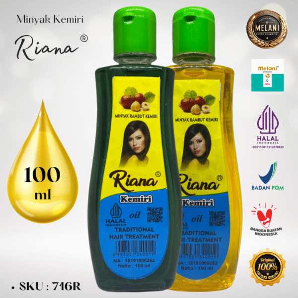 716R Riana by Melani Minyak Kemiri 100 ml Botol Plastik | 2 Pilihan Warna - BPOM dan HALAL Terdaftar