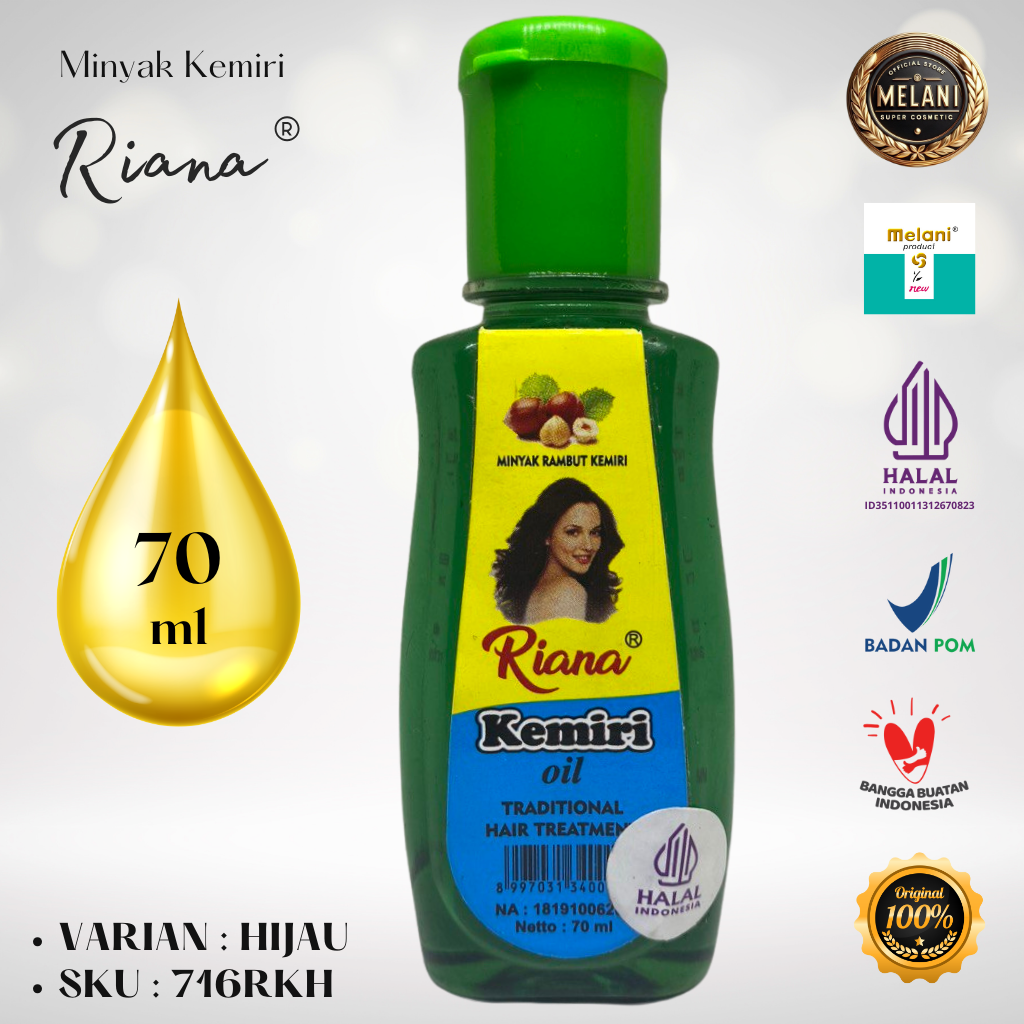 716RK Riana by Melani Minyak Kemiri 70 ml Botol Plastik ∣ 2 Pilihan Warna - BPOM dan HALAL Terdaftar - Gambar 2