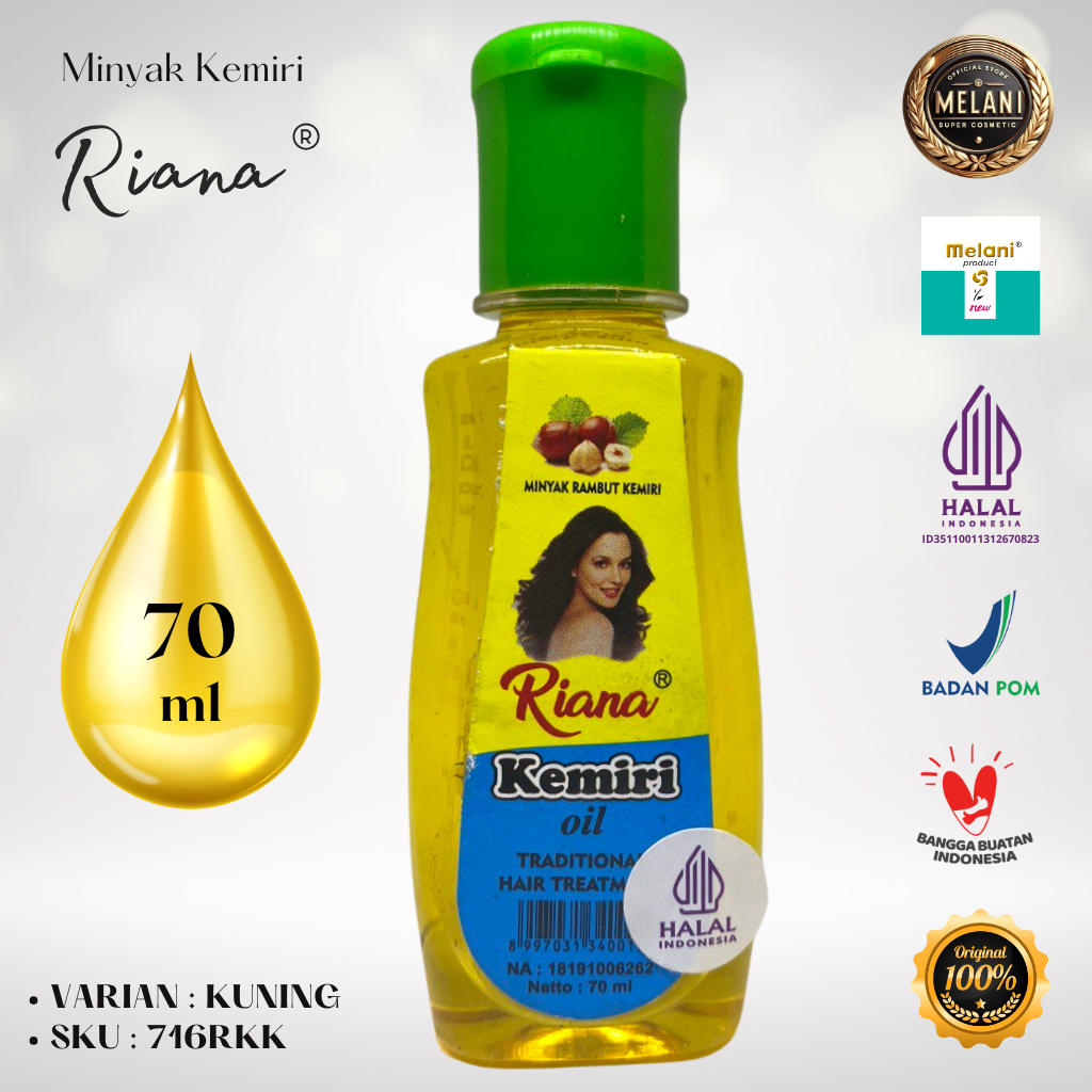 716RK Riana by Melani Minyak Kemiri 70 ml Botol Plastik ∣ 2 Pilihan Warna - BPOM dan HALAL Terdaftar - Gambar 3