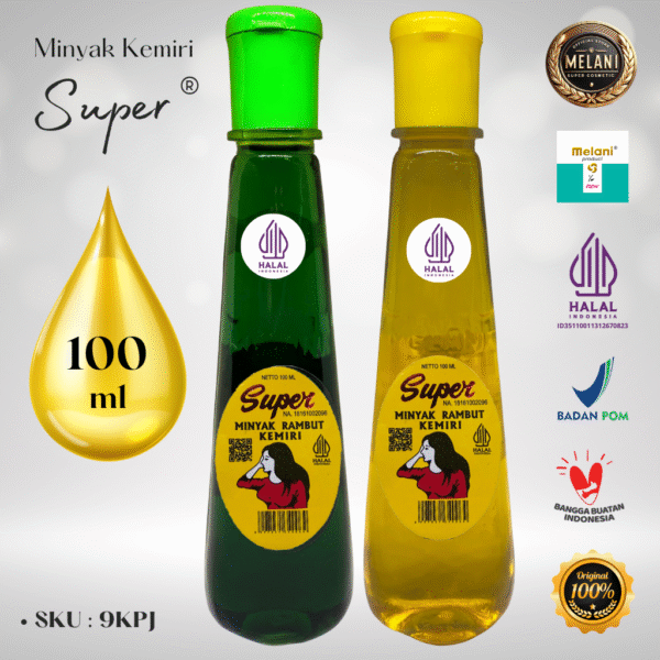 9KPJ Super by Melani Minyak Kemiri Hijau Botol Plastik 100 ml | 2 Pilihan Warna - BPOM dan HALAL Terdaftar