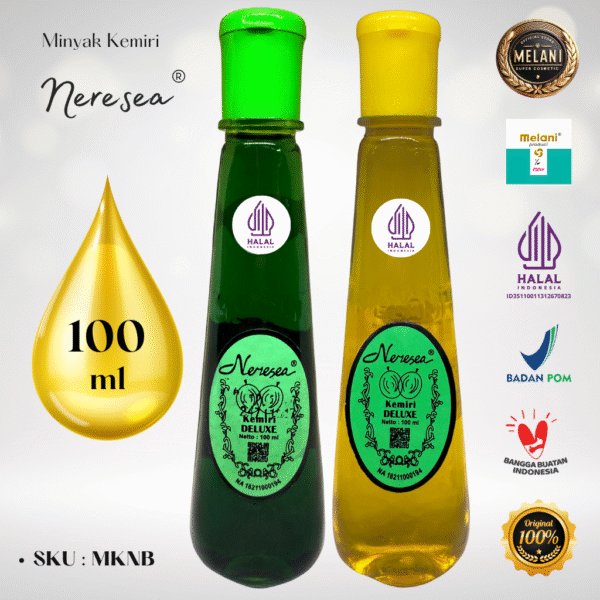MKNB Neresea by Melani Minyak Kemiri 100 ml Botol Plastik Panjang | 2 Pilihan Warna - BPOM dan HALAL Terdaftar